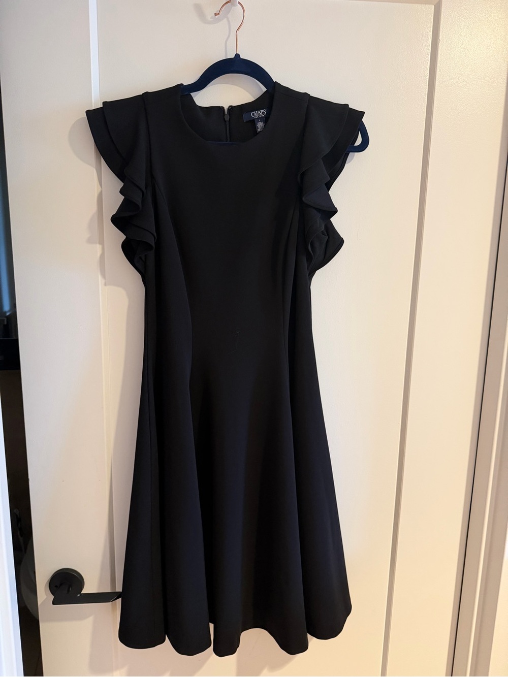 Chaps Black Ruffle Sleeve Dress